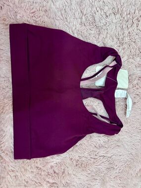 Fabletics Deep Plum Racerback Crop Sports Bra